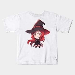 Cute Red Halloween Witch Kids T-Shirt